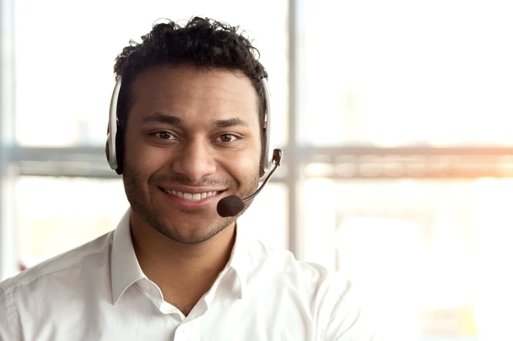 Worker in a headset